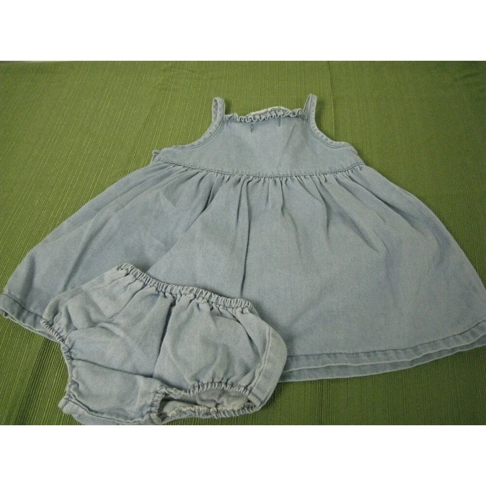 The Children's Place 3 6 month Blue summer jumper dress with bottoms jean flower